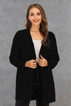 Pocketed Open Front Long Sleeve Cardigan