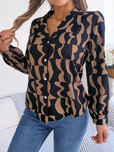 Printed Button Up Long Sleeve Shirt