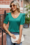 Round Neck Ruffle Trim Short Sleeve T-Shirt