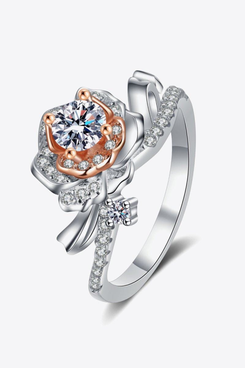 925 Sterling Silver Rose-Shaped Moissanite Ring - Everydayswear