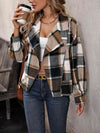 Plaid Collared Neck Long Sleeve Jacket