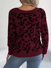 Leopard Buttoned Square Neck Sweater