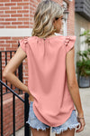 Ruffled Round Neck Sleeveless Blouse