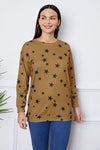 Star Print Round Neck Dropped Shoulder Sweatshirt