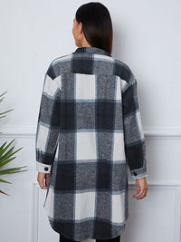 Plaid Button Up Collared Neck Outerwear