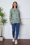 Star Print Round Neck Dropped Shoulder Sweatshirt