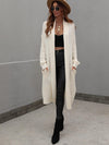 Waffle Knit Open Front Duster Cardigan With Pockets