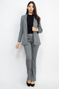 Houndstooth Notch Seamed Blazer