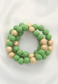 Metal Wood Bead Bracelet