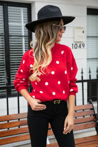 Women's Fashion Knit Polka Dot Pullover