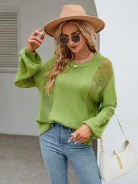 Hollow Pullover Fashion Knitted Women's Round Neck Sweater