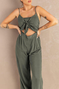 Gray Sleeveless Wide Leg Jumpsuit