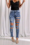 Distressed Slits Holes Frayed Jeans