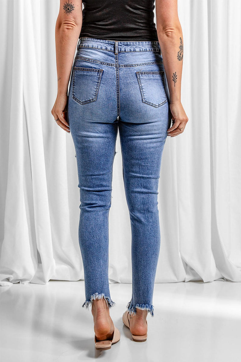 Distressed Slits Holes Frayed Jeans