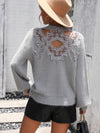 Floral Pattern Women's Knitted Sweater Round Neck Long Sleeve Pullover Sweater