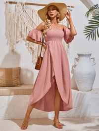 New casual holiday irregular hem solid color wrap dress