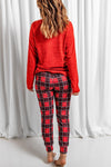 Red Top and Plaid Pants Loungewear