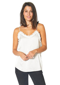 Woven Ruffle-Trim Camisole in Ivory