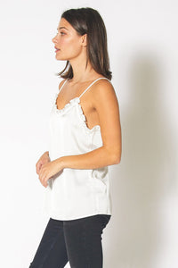 Woven Ruffle-Trim Camisole in Ivory