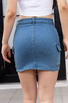 High Waist Pocketed Denim Skirt