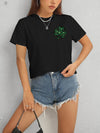 Lucky Clover Round Neck Short Sleeve T-Shirt