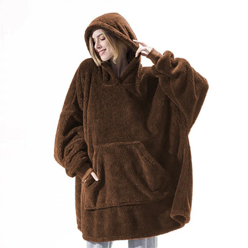 Professional Product Title: ```Cozy Hooded Sweatshirt with Spacious Pocket - Comfortable and Warm Double-Sided Fleece Sweater```