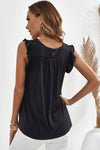 Keyhole Back Ruffle Shoulder Sleeveless Top (more color options)