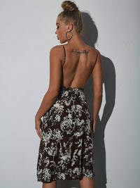 Women's Sexy Side Slit Print Slip Dress