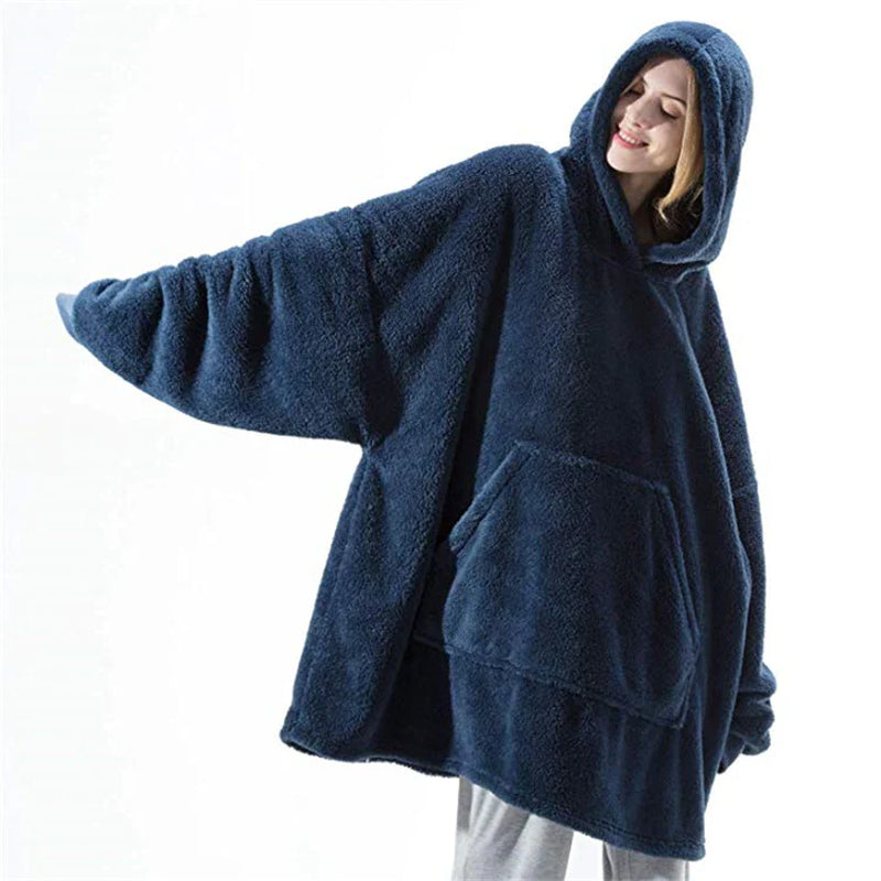 Professional Product Title: ```Cozy Hooded Sweatshirt with Spacious Pocket - Comfortable and Warm Double-Sided Fleece Sweater```