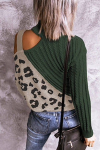 Leopard Block Turtleneck Sweater