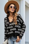 ANGEL Distressed V-Neck Dropped Shoulder Sweater - Everydayswear