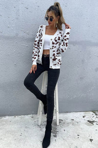 Animal Print Button Front Sweater Cardigan - Everydayswear