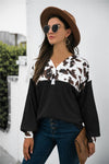 Animal Print Color Block Waffle-Knit Top - Everydayswear