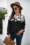 Animal Print Color Block Waffle-Knit Top - Everydayswear