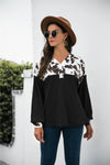 Animal Print Color Block Waffle-Knit Top - Everydayswear