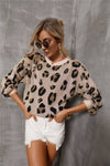 Animal Print Dropped Shoulder Knit Pullover - Everydayswear