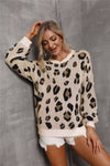 Animal Print Dropped Shoulder Knit Pullover - Everydayswear