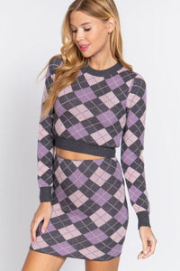 Argyle Jacquard Crop Sweater - Everydayswear