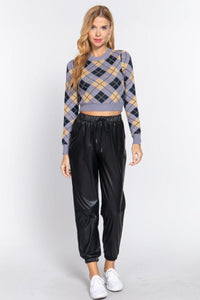 Argyle Jacquard Crop Sweater - Everydayswear