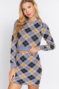 Argyle Jacquard Crop Sweater - Everydayswear