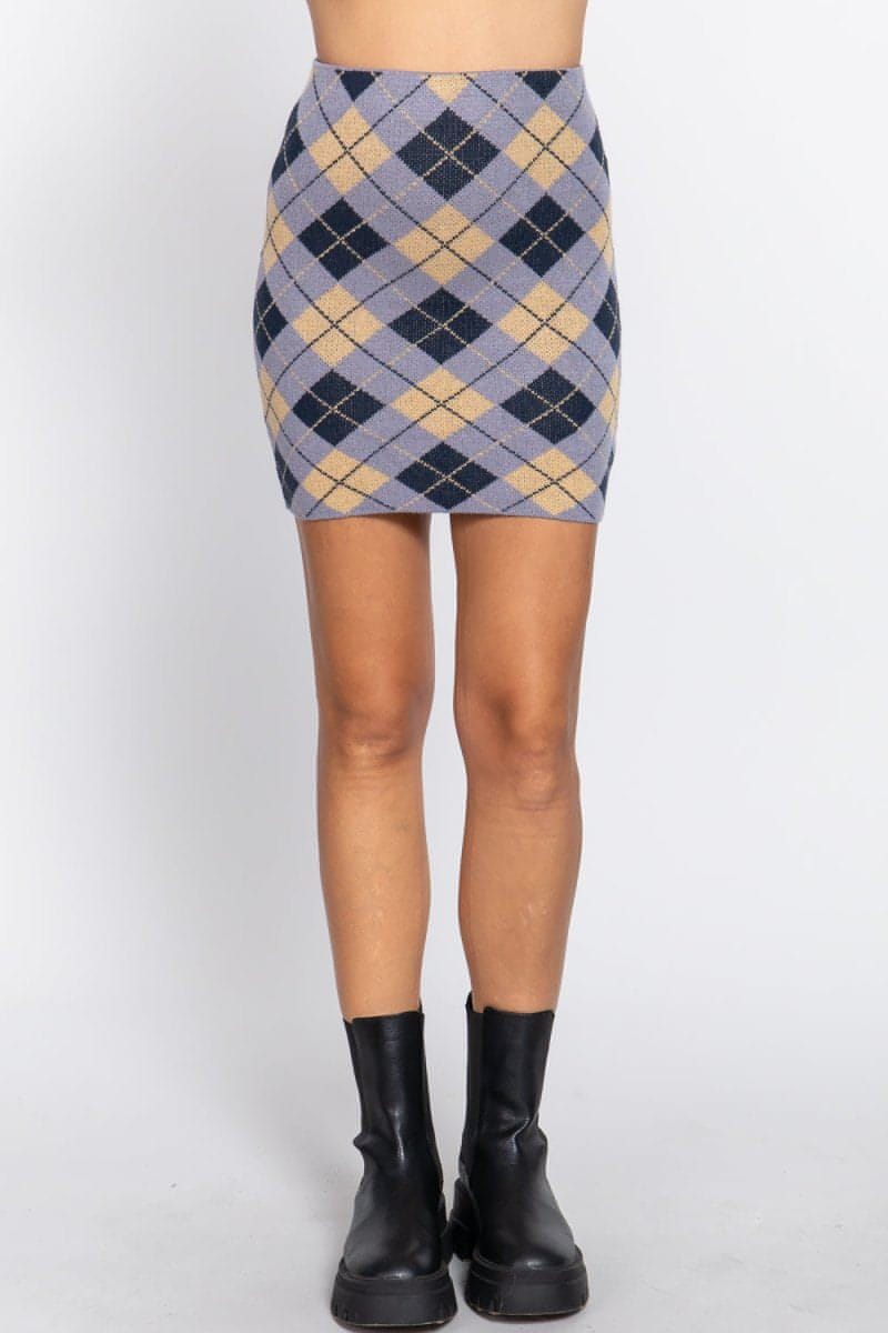 Argyle Jacquard Sweater Mini Skirt - Everydayswear