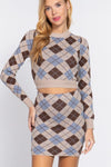 Argyle Jacquard Sweater Mini Skirt - Everydayswear