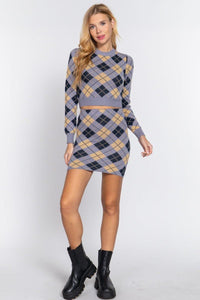 Argyle Jacquard Sweater Mini Skirt - Everydayswear