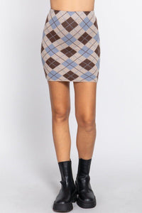 Argyle Jacquard Sweater Mini Skirt - Everydayswear