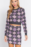 Argyle Jacquard Sweater Mini Skirt - Everydayswear