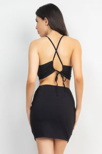 Asymmetrical Cross Back Top & Skirts Set - Everydayswear