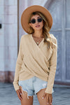 V Neck Wrap Front Knitted Top