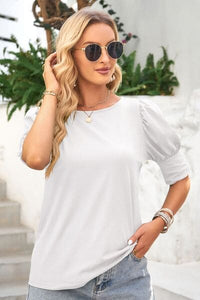 Round Neck Lantern Sleeve Blouse