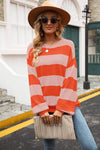 Striped Balloon Sleeve Knit Pullover