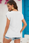 Eyelet Round Neck Short Sleeve T-Shirt